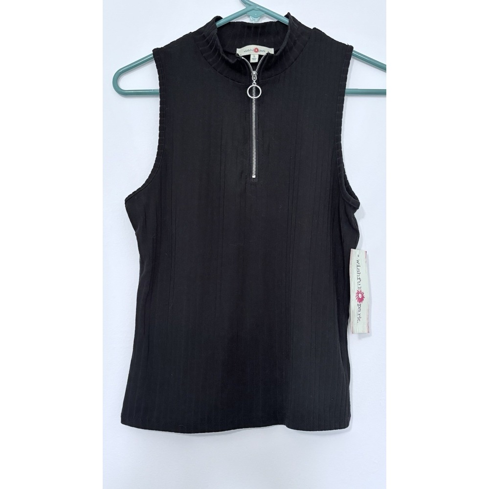 Women's Sleeveless Black Shirt Size Large Wishful Park Zipper